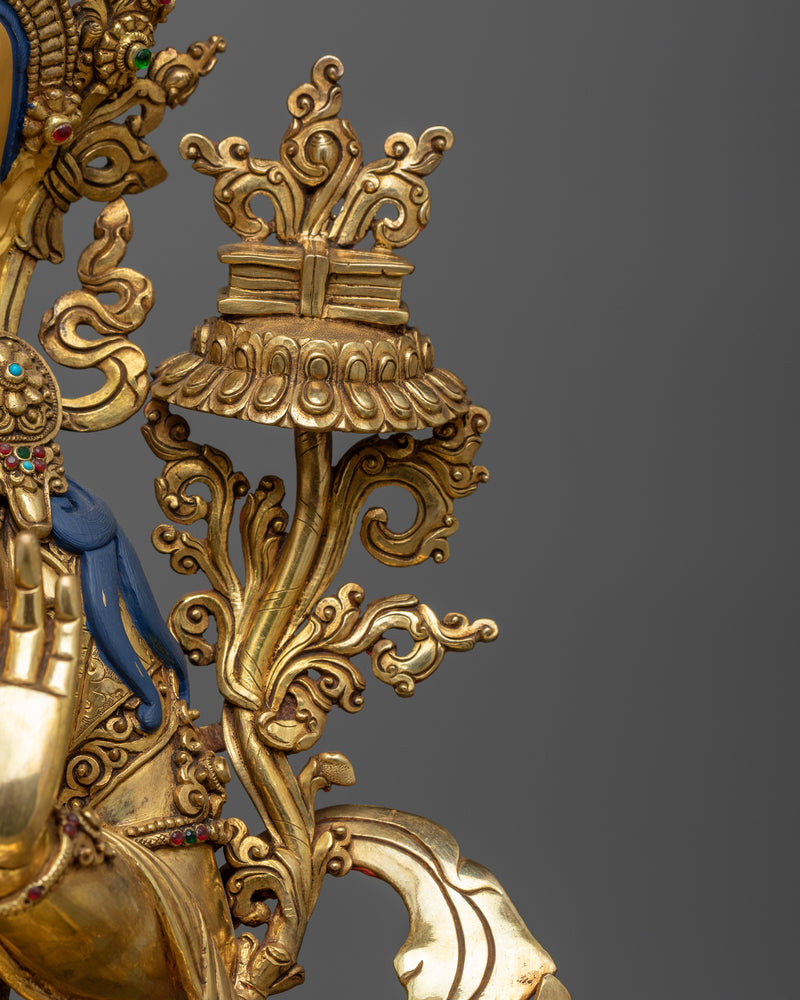 Manjushri Gold-Gilded Statue | A Beacon of Wisdom and Enlightened Insight