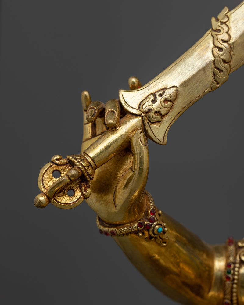 Manjushri Gold-Gilded Statue | A Beacon of Wisdom and Enlightened Insight