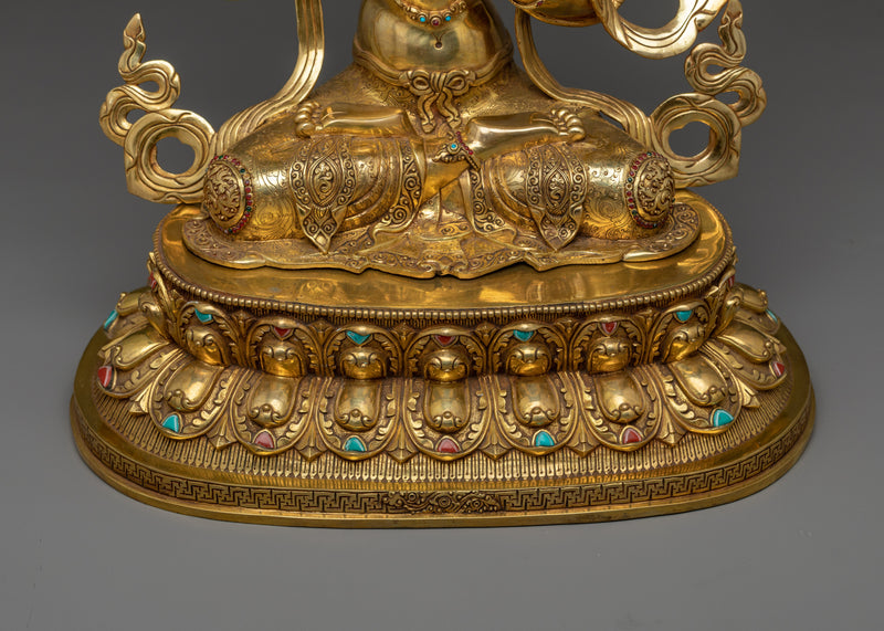 Manjushri Gold-Gilded Statue | A Beacon of Wisdom and Enlightened Insight