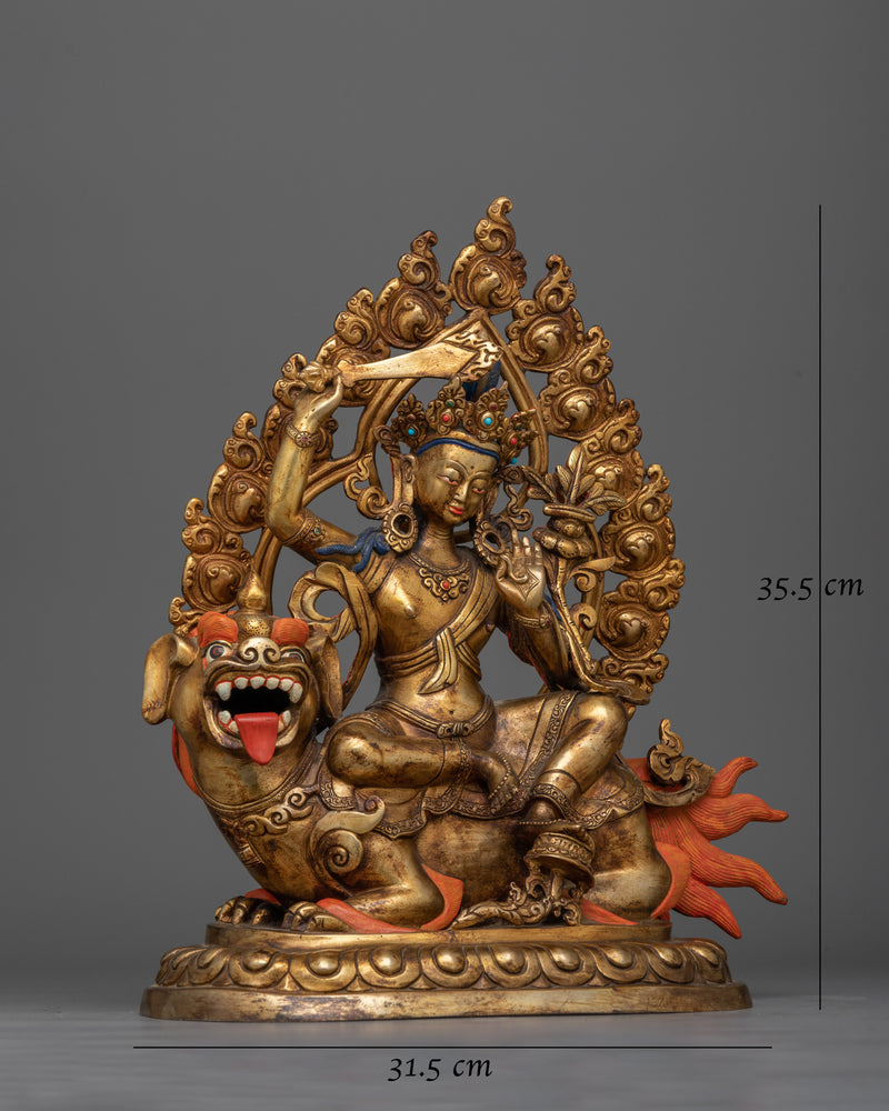 Simhanada Manjushri Antique Statue | A Roar of Wisdom and Power