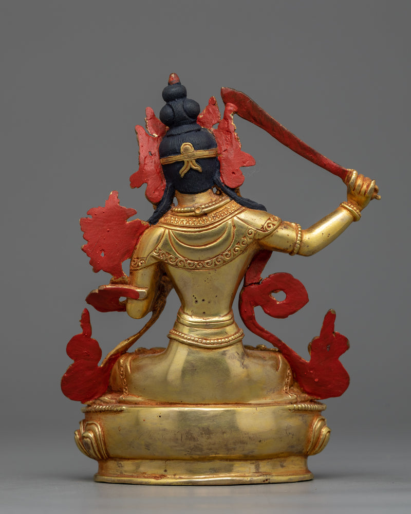 Manjushri Small Gold-Gilded Statue | A Beacon of Wisdom and Enlightenment