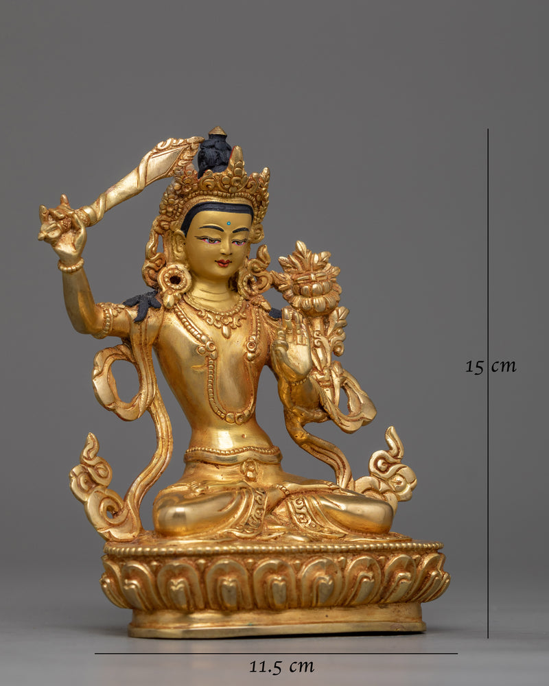 Manjushri Insightful Deity 15cm Statue  A Symbol of Wisdom and Enlightenment