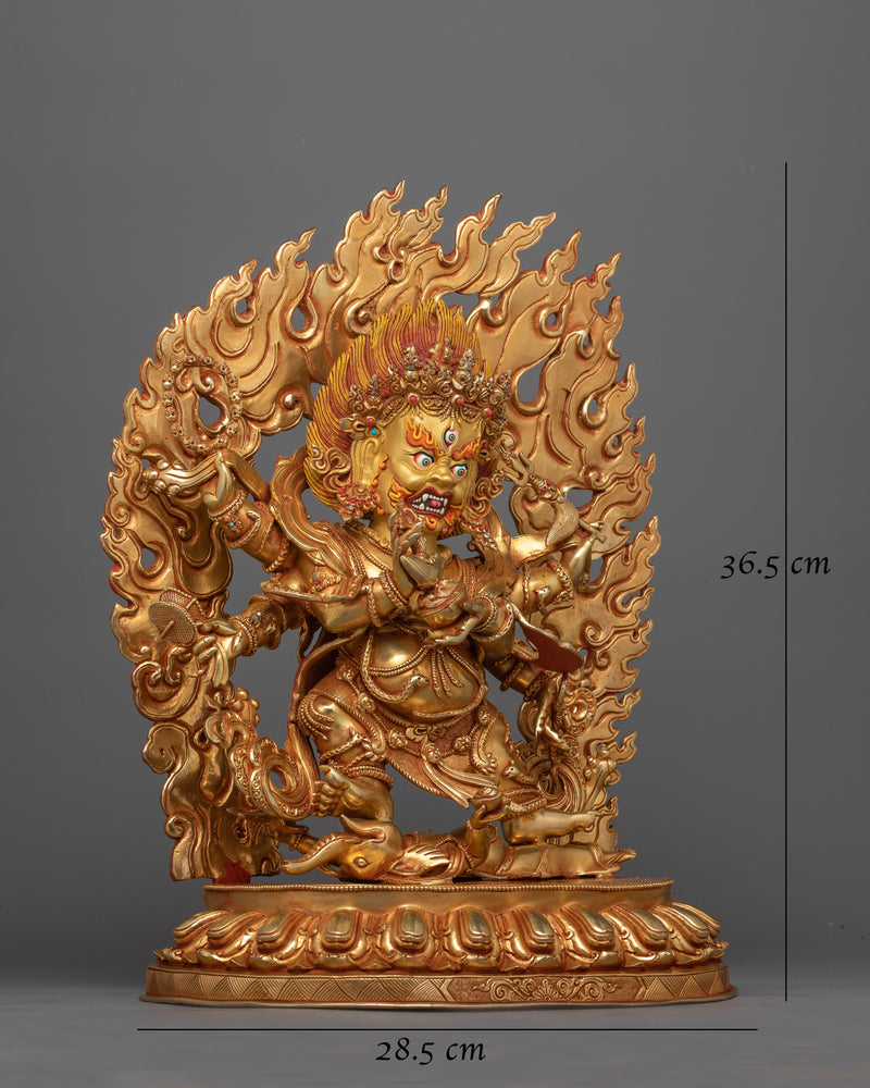 Six-Armed Mahakala Gold-Gilded Statue | A Symbol of Protection and Power