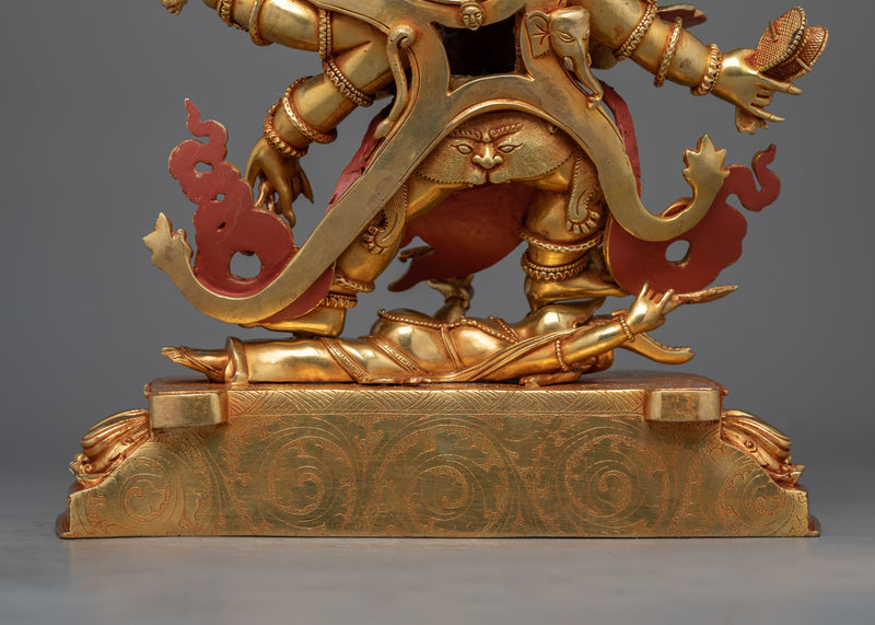 Six-Armed Mahakala Gold-Gilded Statue | A Symbol of Protection and Power