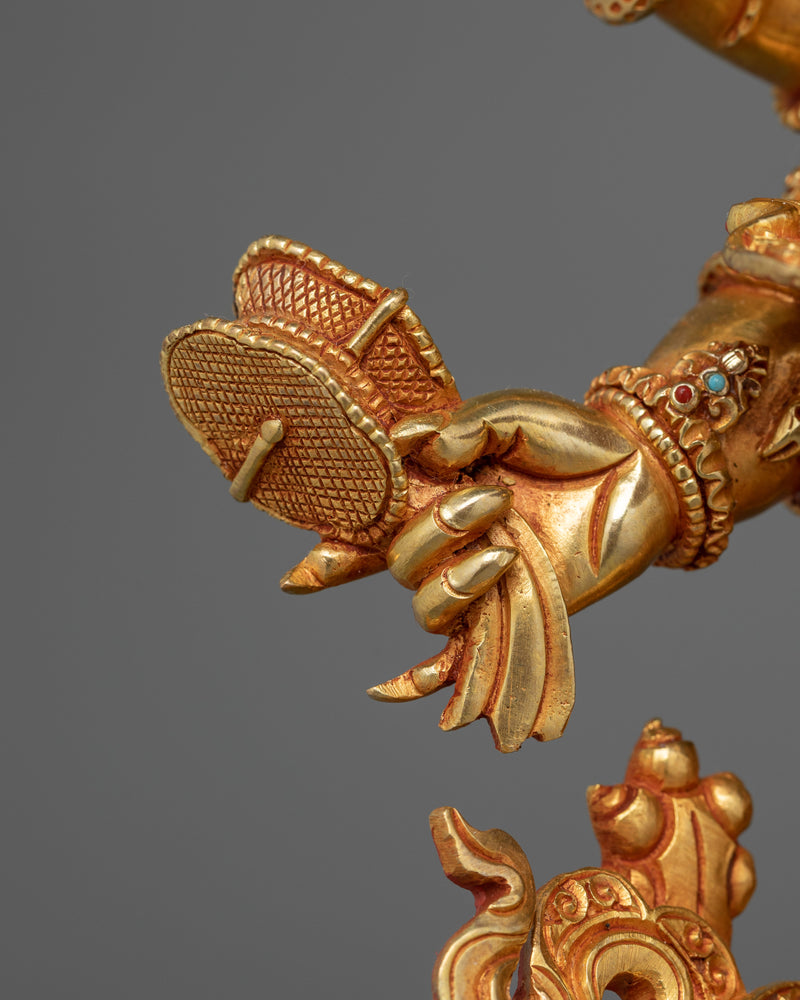 Six-Armed Mahakala Gold-Gilded Statue | A Symbol of Protection and Power