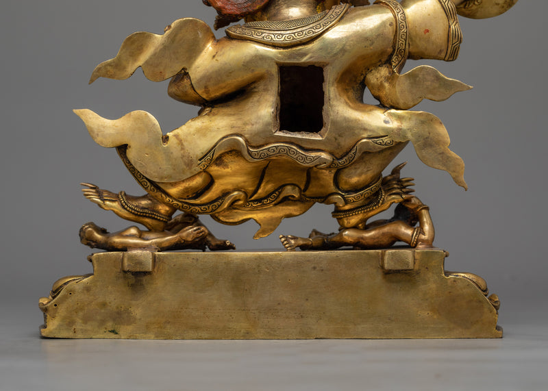 Mahakala Bernakchen Statue | A Powerful Protector in Antique Gold Gilding