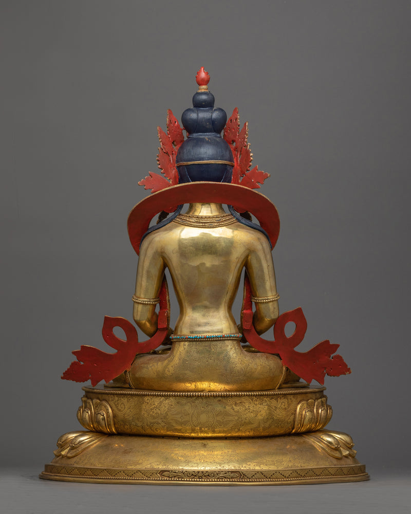 Gold-Gilded Amitayus Long Life Deity Statue | A Symbol of Longevity and Compassion