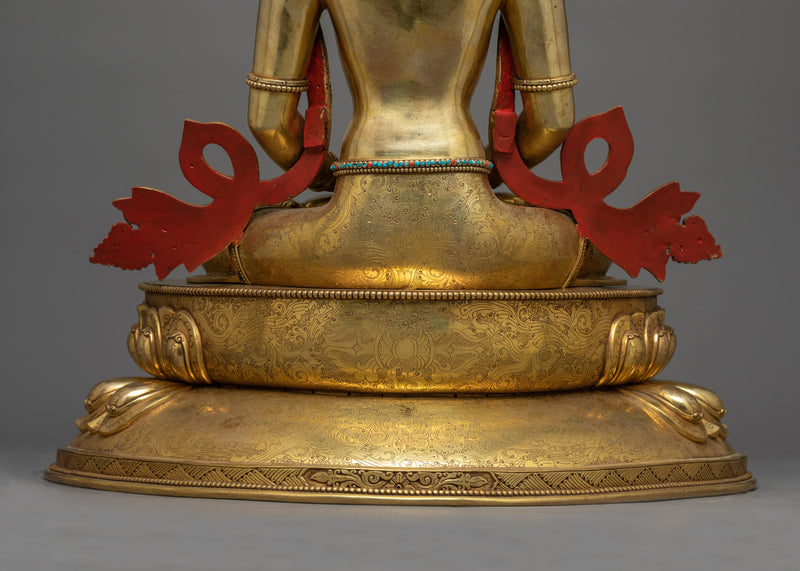 Gold-Gilded Amitayus Long Life Deity Statue | A Symbol of Longevity and Compassion