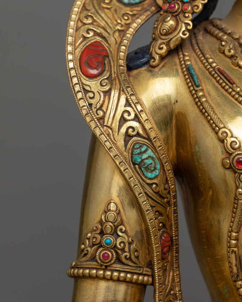 Gold-Gilded Amitayus Long Life Deity Statue | A Symbol of Longevity and Compassion