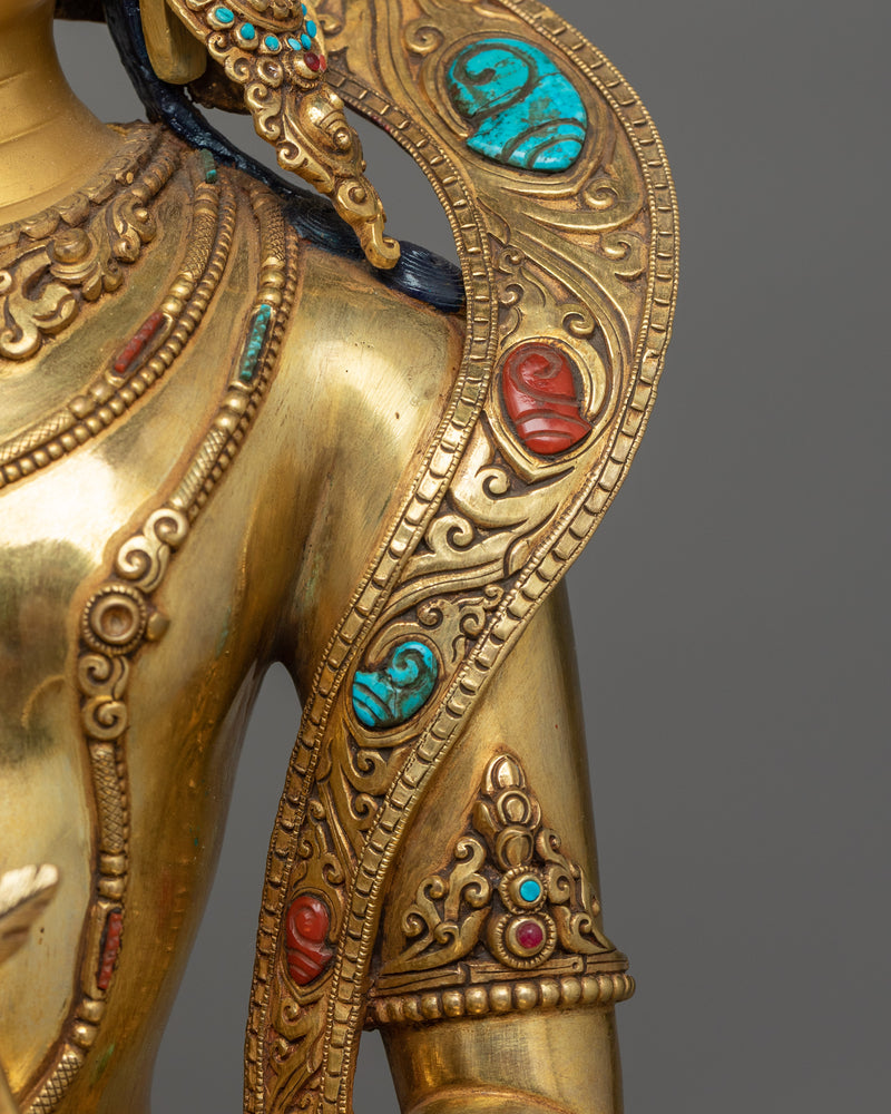 Gold-Gilded Amitayus Long Life Deity Statue | A Symbol of Longevity and Compassion