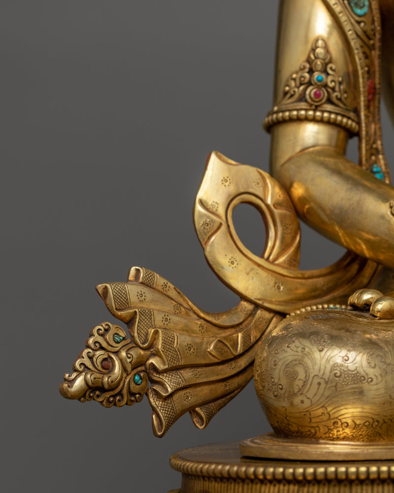 Gold-Gilded Amitayus Long Life Deity Statue | A Symbol of Longevity and Compassion