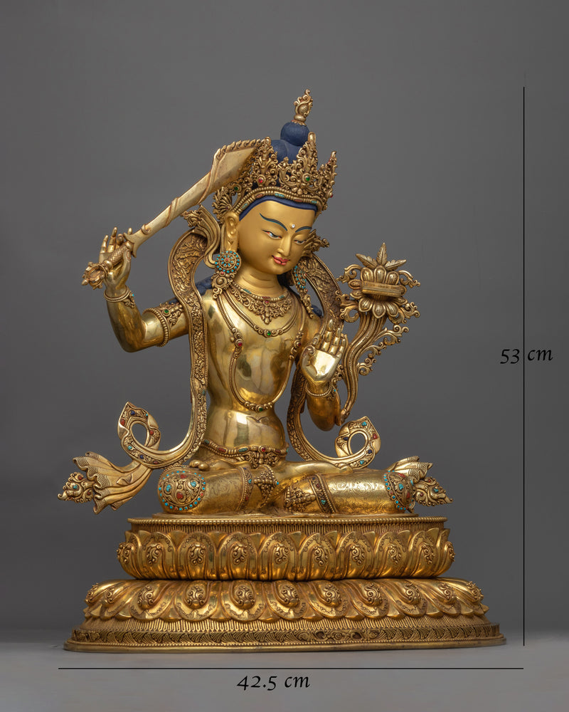 Insightful Wisdom Deity Manjushri Statue | Embodiment of Knowledge and Enlightenment