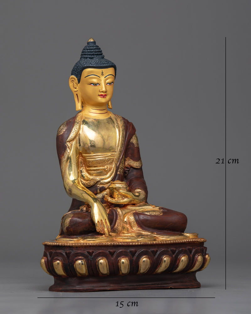 Shakyamuni Buddha Gold Gilded Oxidized Statue | Embodiment of Enlightenment and Serenity