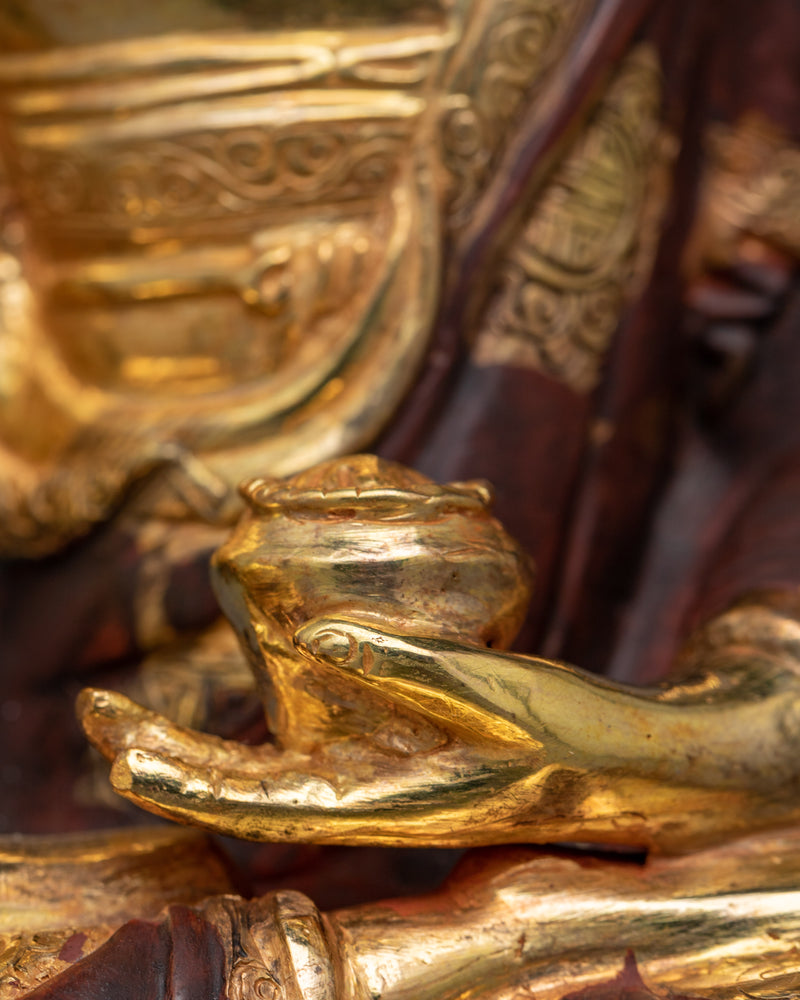 Shakyamuni Buddha Gold Gilded Oxidized Statue | Embodiment of Enlightenment and Serenity