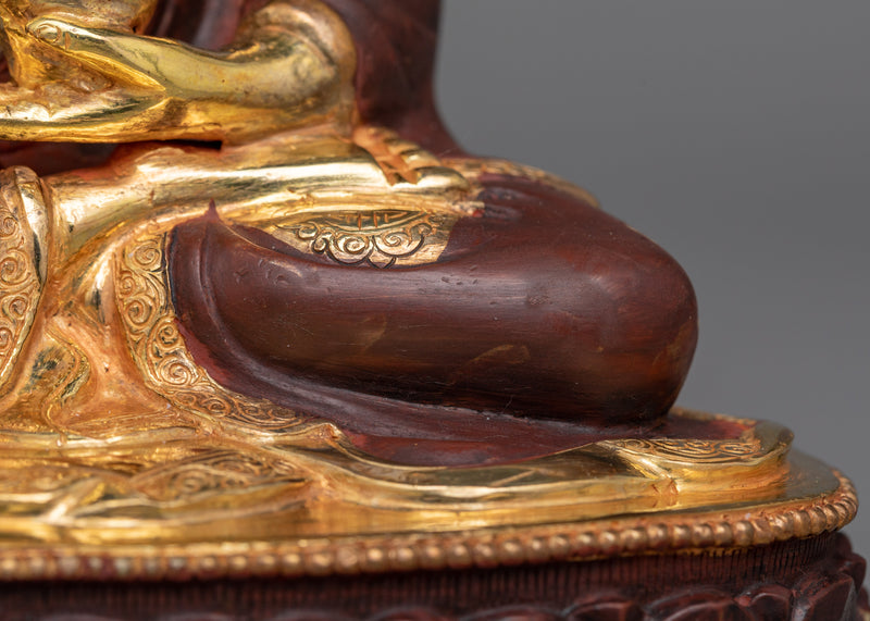 Shakyamuni Buddha Gold Gilded Oxidized Statue | Embodiment of Enlightenment and Serenity