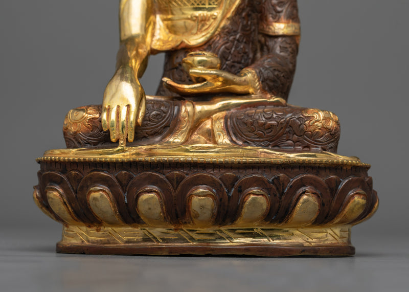 Shakyamuni Buddha 36cm Oxidized Copper Statue | Embodiment of Enlightenment