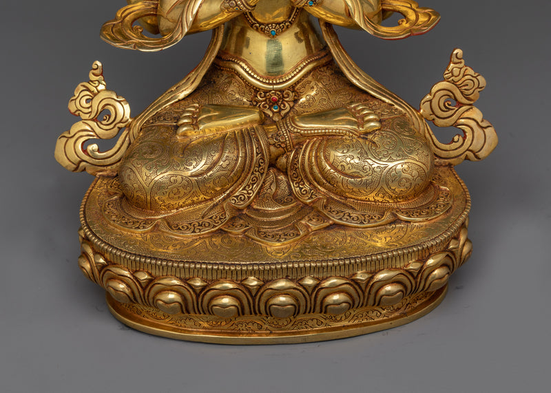 24K Gold Gilded Chenrezig Statue | Embodiment of Compassion and Serenity