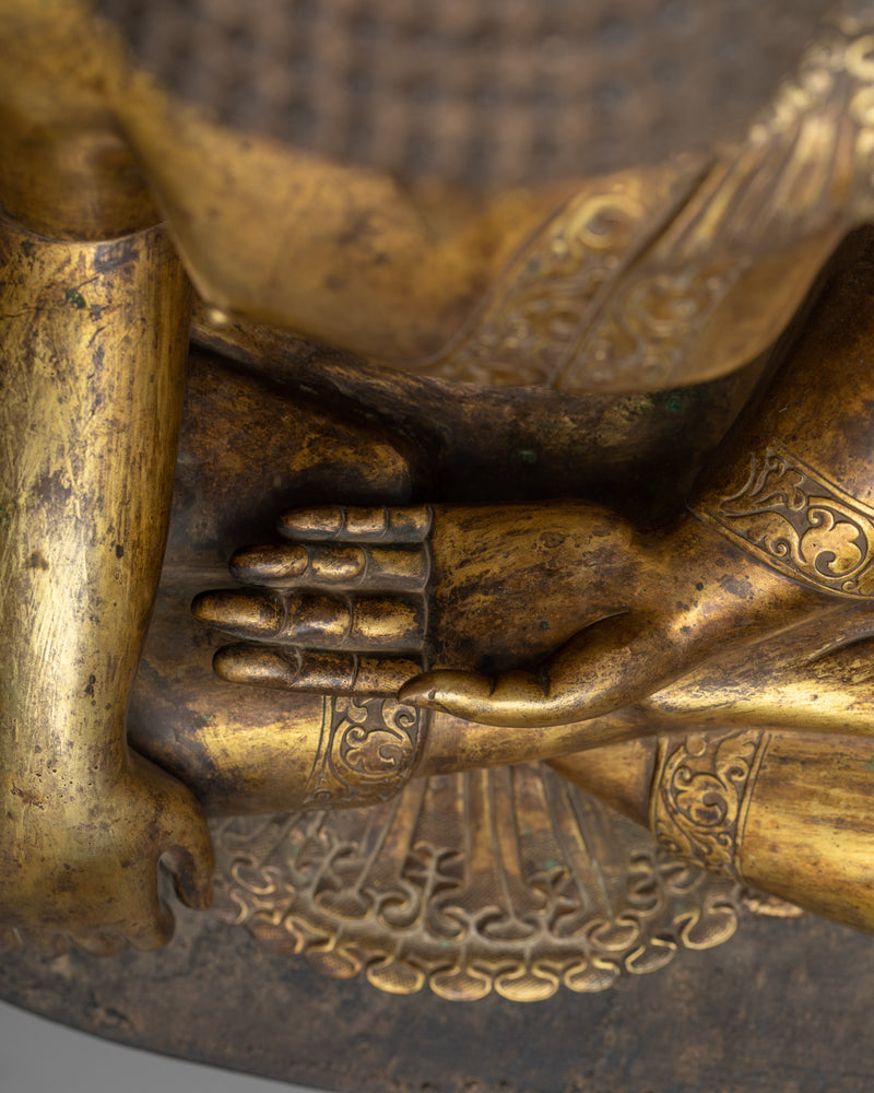 Shakyamuni Buddha Gold Gilded Antique Statue | Serenity in Timeless Tradition