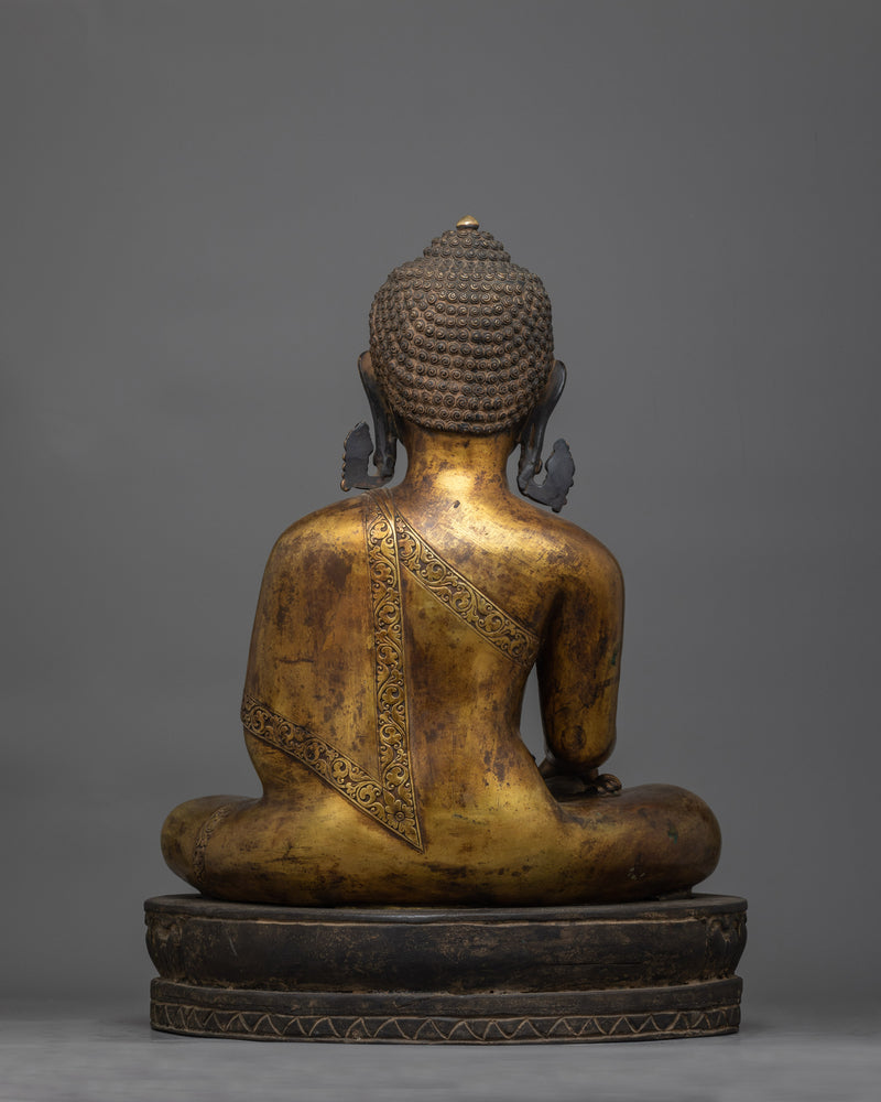 Shakyamuni Buddha Gold Gilded Antique Statue | Serenity in Timeless Tradition