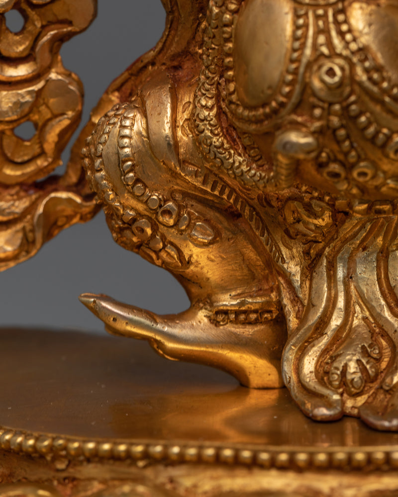 Gold Gilded Vajrapani Sculpture | Embodiment of Strength and Protection