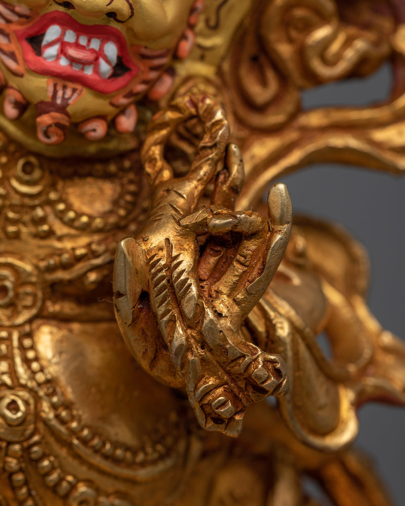 Gold Gilded Vajrapani Sculpture | Embodiment of Strength and Protection