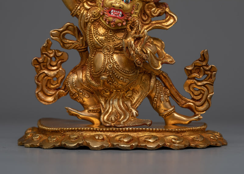 Gold Gilded Vajrapani Sculpture | Embodiment of Strength and Protection