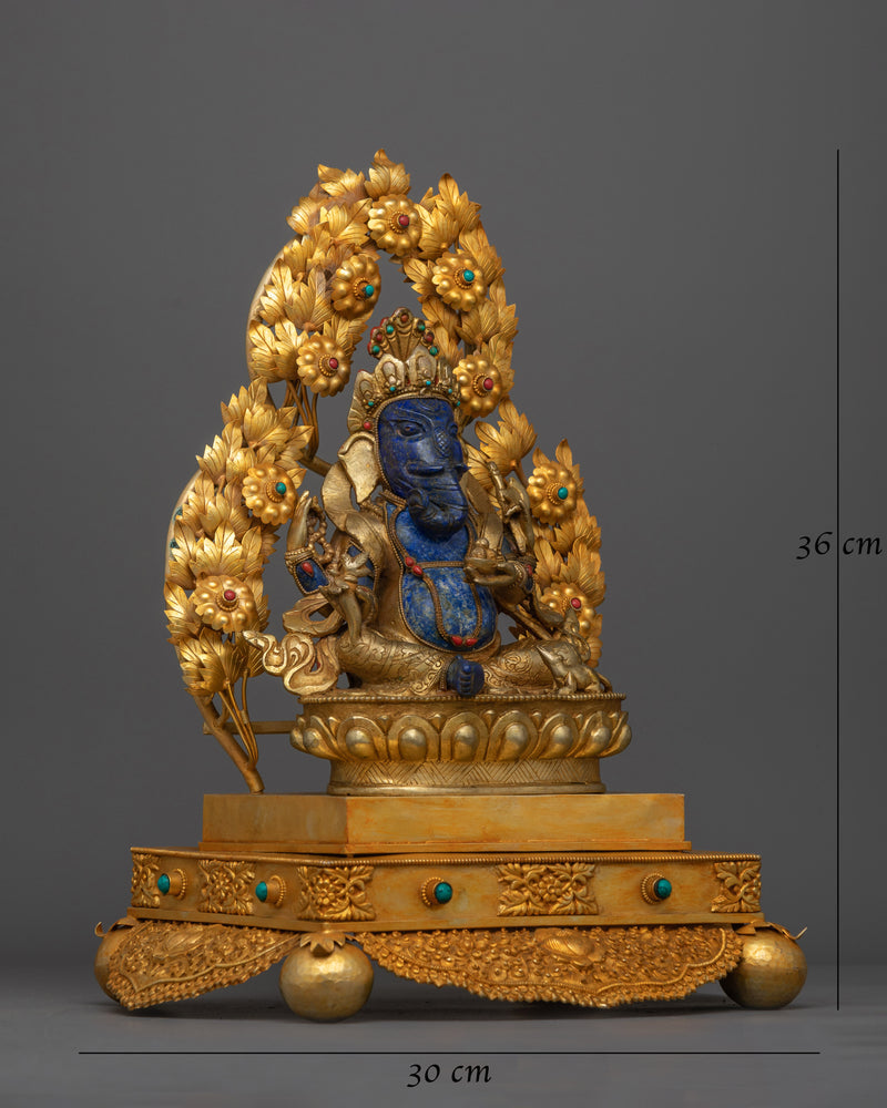 Ganesh Hand-Carved Lapis Stone Statue | Master of Wisdom and Remover of Obstacles