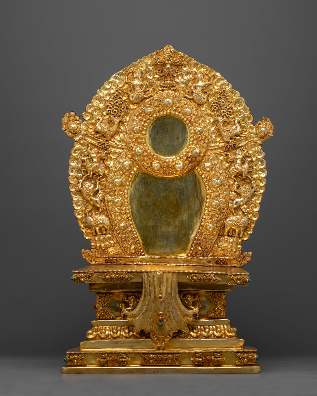 Shakyamuni Buddha Gold-Gilded with Throne Statue | Enlightened Majesty