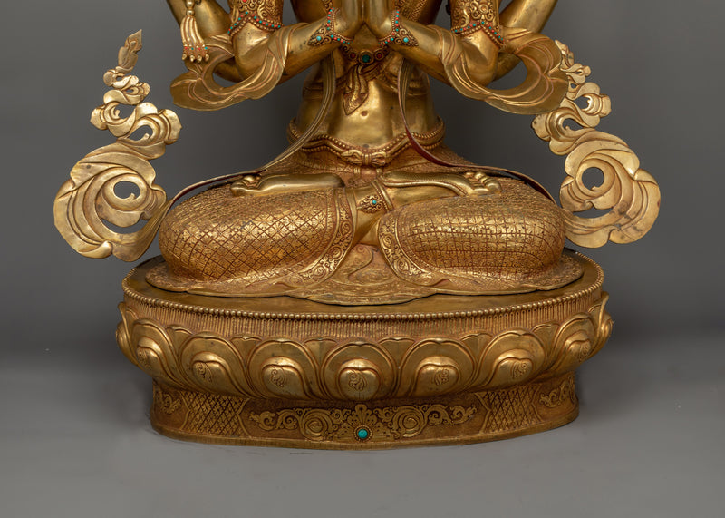 Chenrezig 92cm Gold-Gilded Statue | A Monument to Compassionate Presence