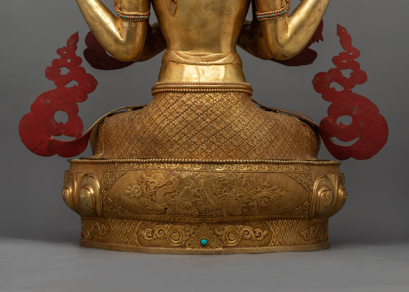 Chenrezig 92cm Gold-Gilded Statue | A Monument to Compassionate Presence