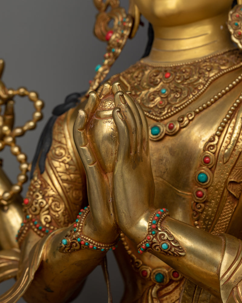 Chenrezig 92cm Gold-Gilded Statue | A Monument to Compassionate Presence