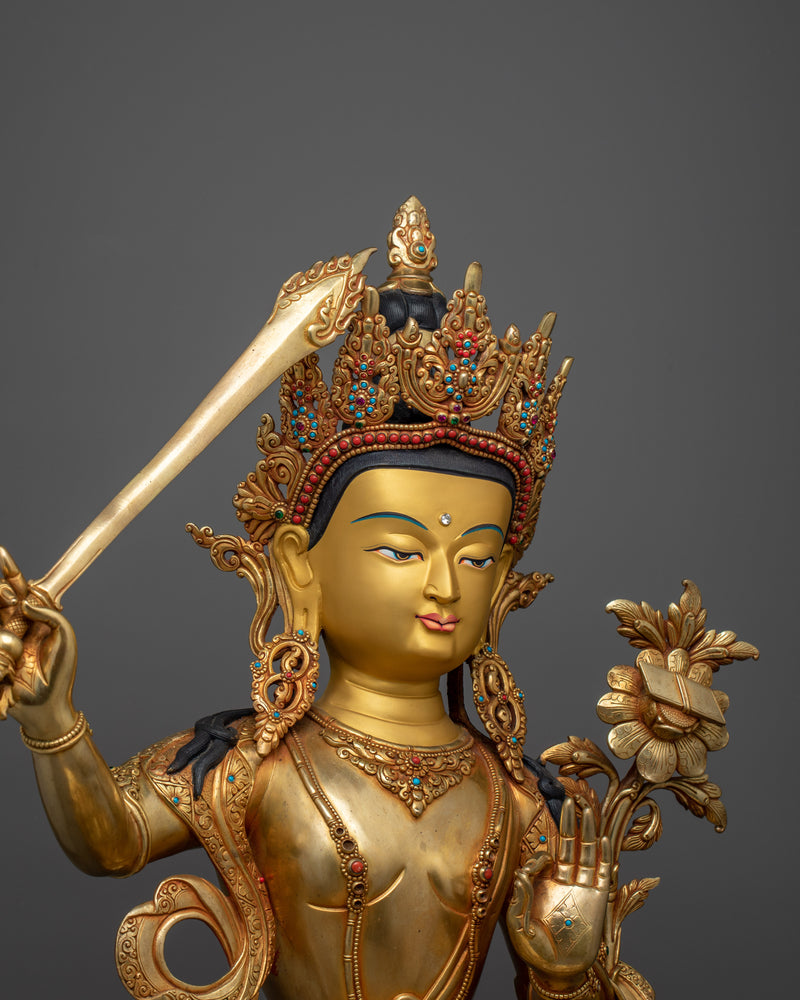 Insight-Wisdom Deity Manjushri 66cm Statue | Beacon of Enlightened Knowledge