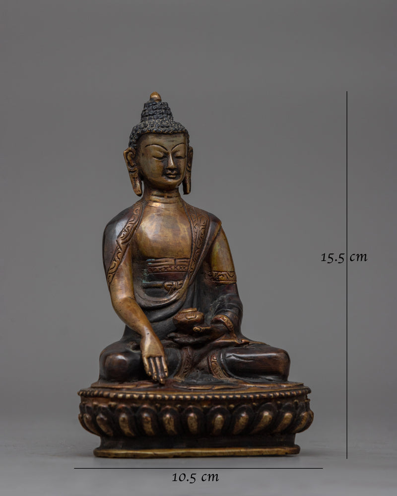 Shakyamuni Buddha Small Darken Oxidized Statue | Serene Miniature