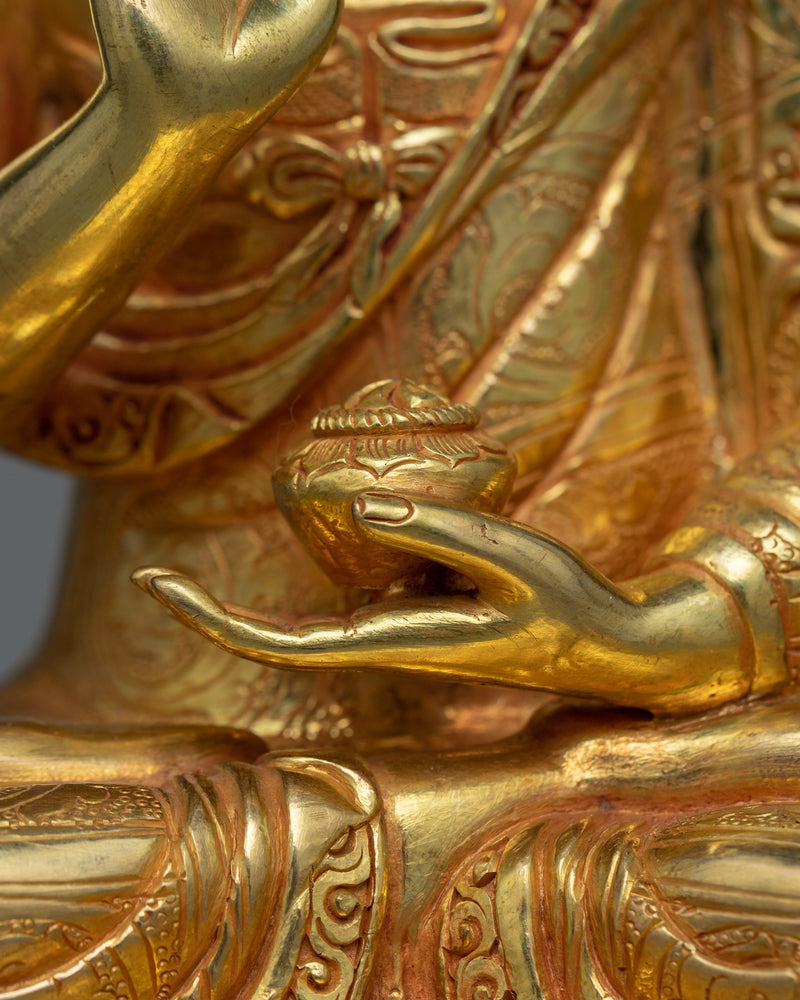 Amogasiddhi Small 23cm Gold Gilded Statue | Tibetan Handcrafted Copper Artwork