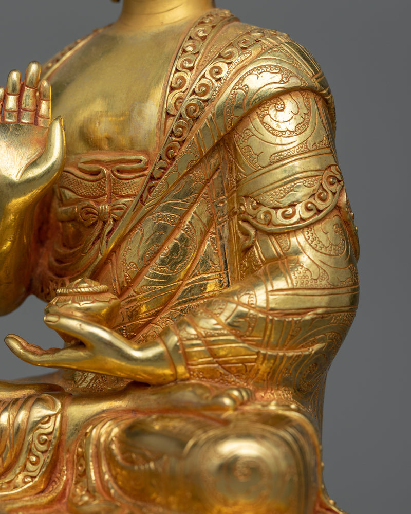 Amogasiddhi Small 23cm Gold Gilded Statue | Tibetan Handcrafted Copper Artwork