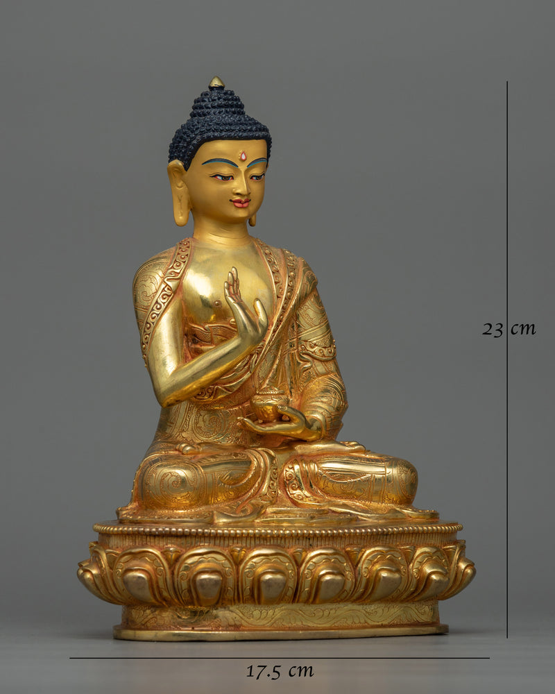 Amogasiddhi Small 23cm Gold Gilded Statue | Tibetan Handcrafted Copper Artwork