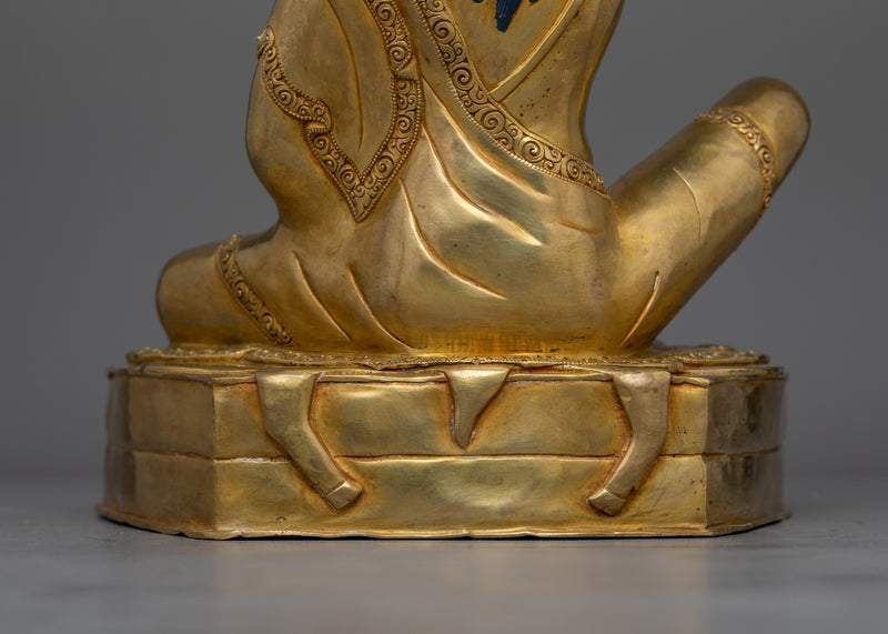 Milarepa, a Kagyu Yogi Master Gold Gilded Statue | Handcrafted Spiritual Art