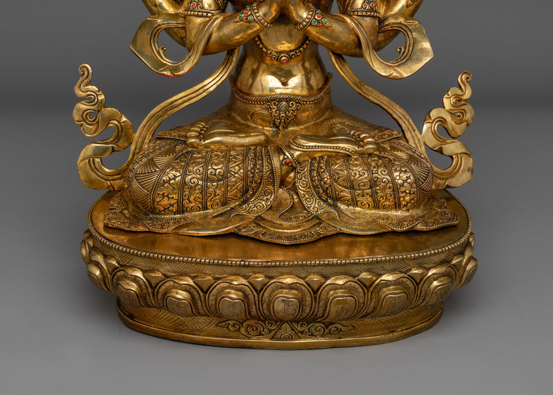 Chenrezig 48cm Gold Gilded Statue | Handcrafted Symbol of Compassion