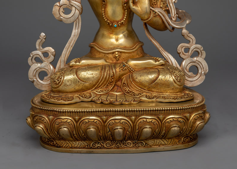 Manjushri Insightful Deity Gold Gilded Statue | Exquisite Handcrafted Wisdom