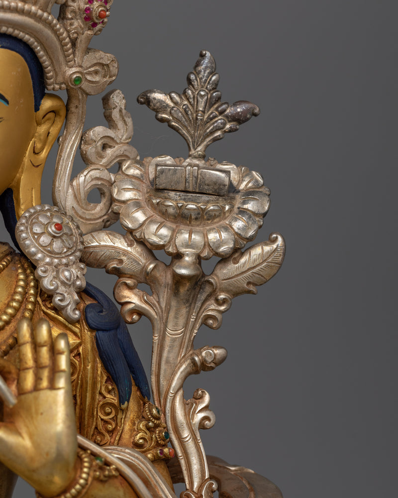 Manjushri Insightful Deity Gold Gilded Statue | Exquisite Handcrafted Wisdom