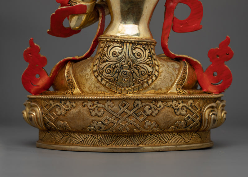 Manjushri Gold Gilded 35cm Statue | Handcrafted Artwork of Wisdom