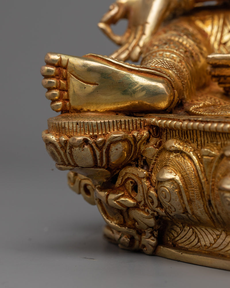 Green Tara Gold Gilded 35cm Statue | Embodiment of Compassion and Action