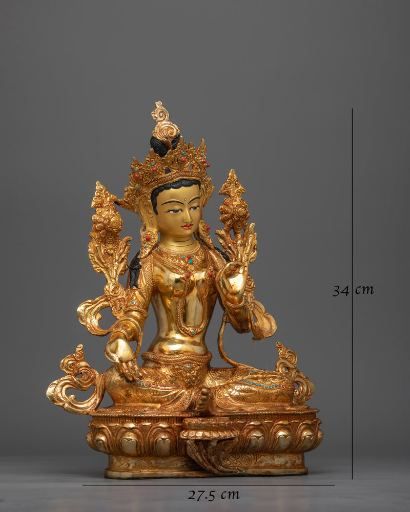 Green Tara Statue Handcrafted in Nepal | Symbol of Compassion and Protection