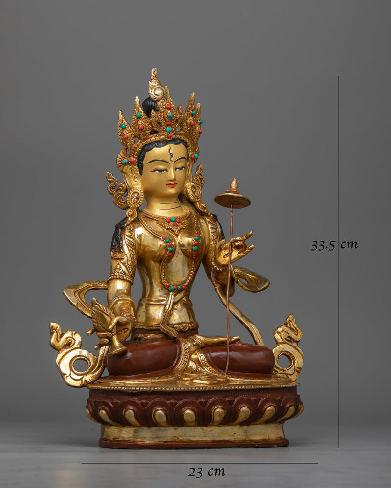 Dukar Gold Gilded Oxidized Statue | Guardian of Wisdom and Protection