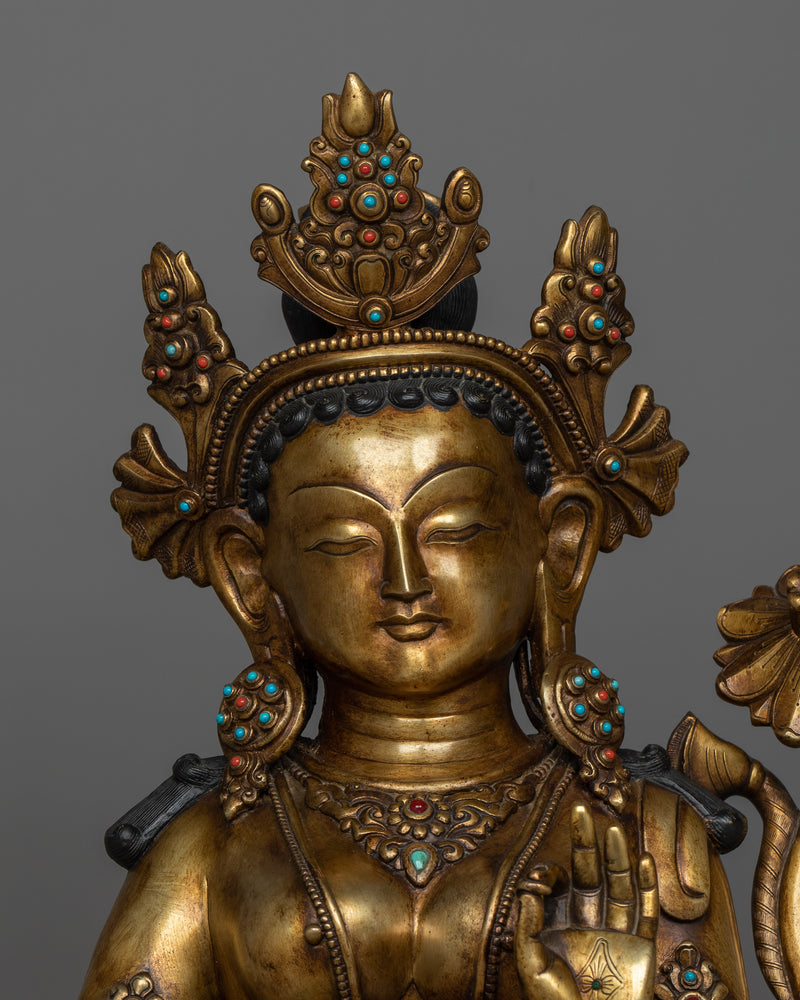 standing-green-tara-gold-gilded