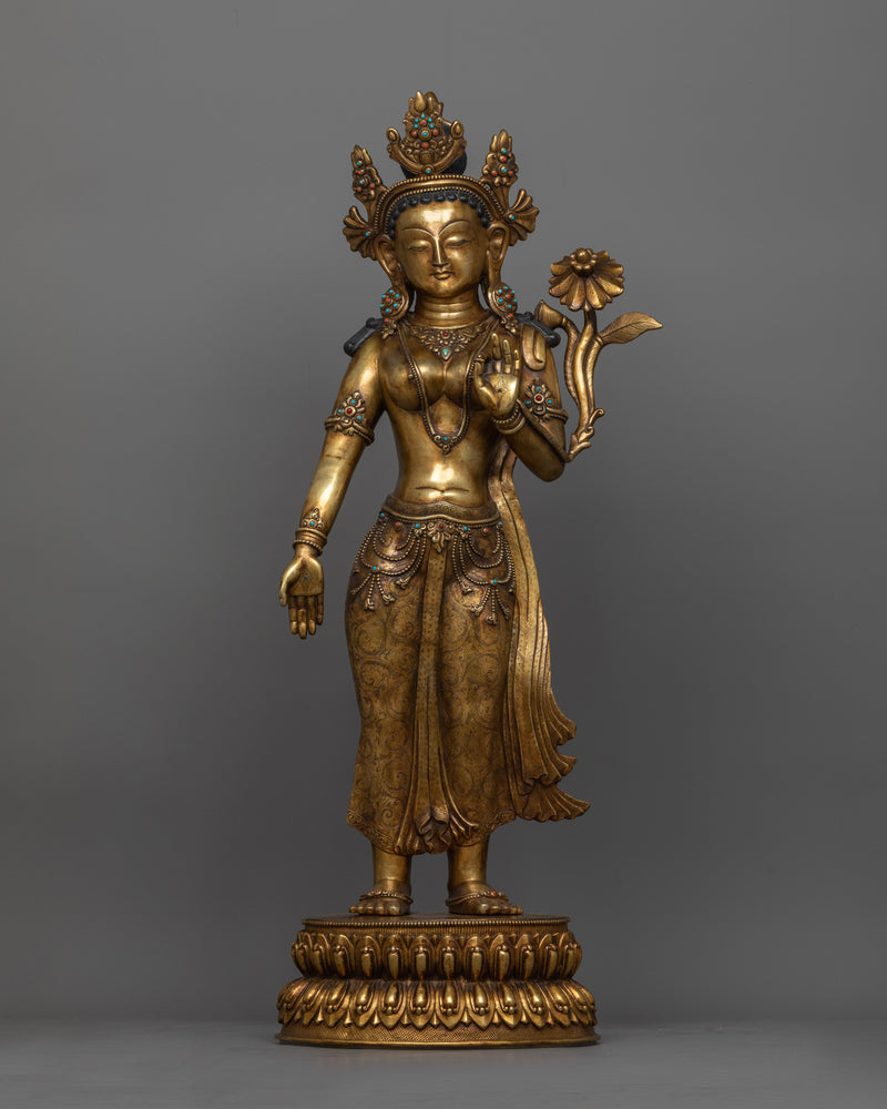 standing-green-tara-gold-gilded