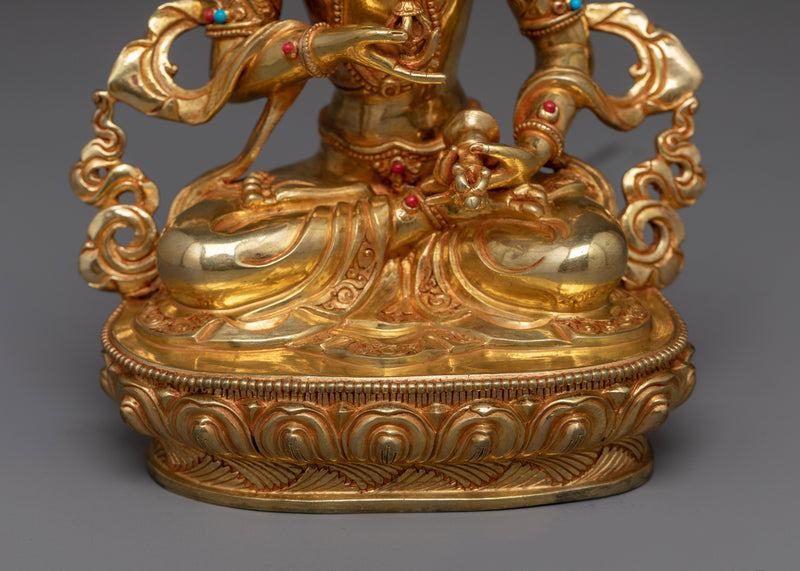 Vajrasattva Small Gold Gilded Statue | Symbol of Purification and Renewal