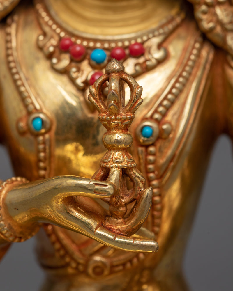 Vajrasattva Small Gold Gilded Statue | Symbol of Purification and Renewal