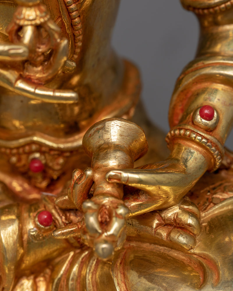 Vajrasattva Small Gold Gilded Statue | Symbol of Purification and Renewal