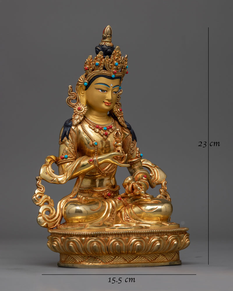 Vajrasattva Small Gold Gilded Statue | Symbol of Purification and Renewal